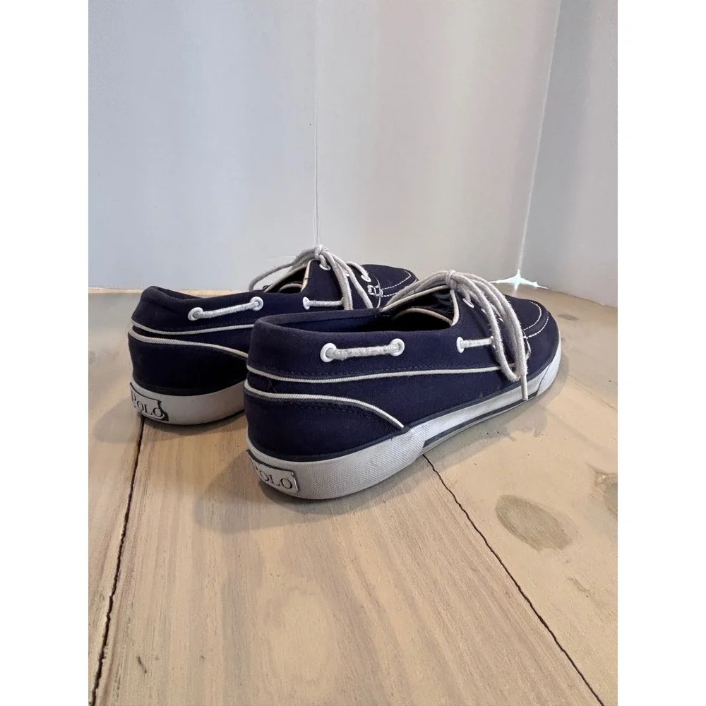 Polo Ralph Lauren Franz P Mens 10.5 D Navy Blue Canvas Boat Shoes Sneakers